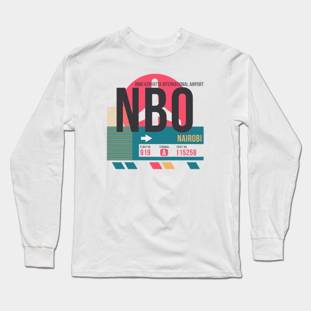 Nairobi (NBO) Airport Code Baggage Tag Long Sleeve T-Shirt by SLAG_Creative